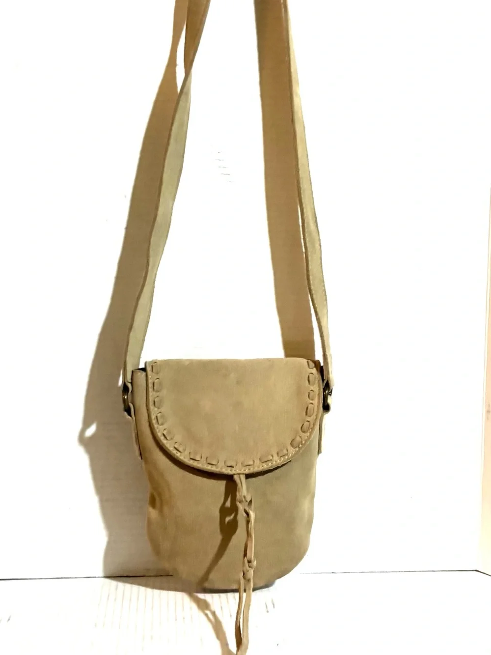 Alternative Suede Crossbody Bag in Tan